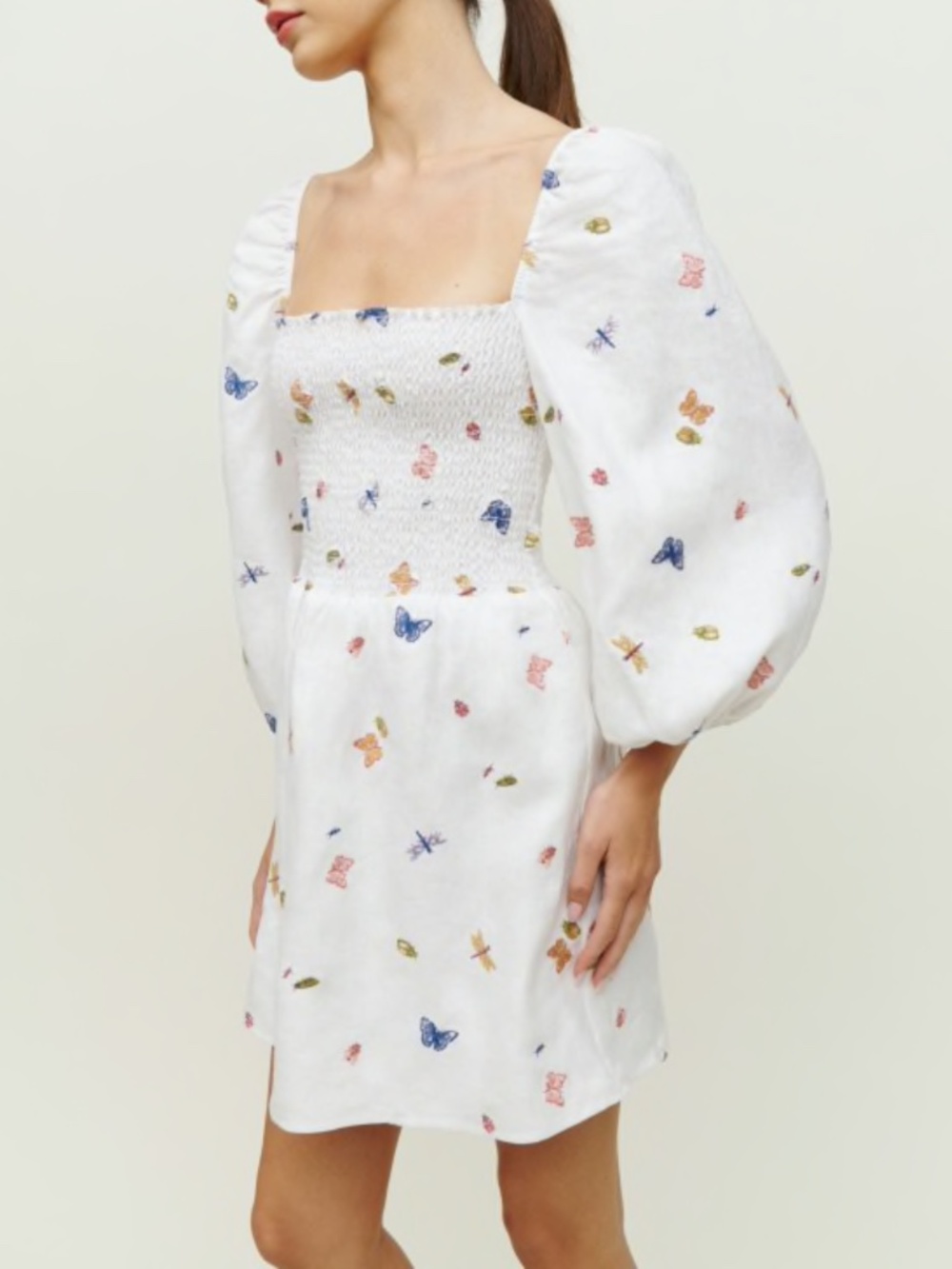 NEW Reformation Greyson Linen Dress Ladybugs Medium - Picture 15 of 17